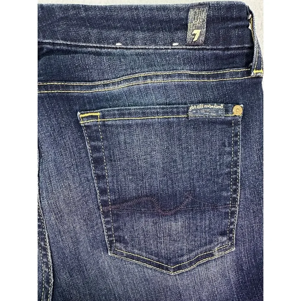 7 For All Mankind Karah Straight Leg Dark Wash Stretch Jeans Size 31 - Picture 5 of 11